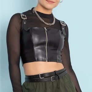 Blackmilk Clothing Dead of Night Buckle Shoulder Crop - Size XL NWT